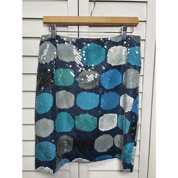 Ann Taylor Circle Print Sequin A-Line Skirt Women's Size 6 - Picture 1 of 7